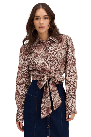 Courtney Top in Brown Cheetah - The South Apparel
