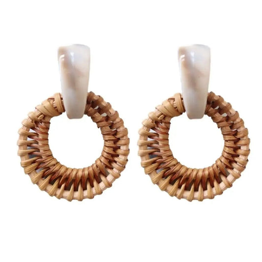 Cream Bali Button Statement Stud Earrings - The South Apparel