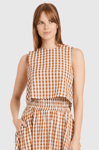 Crop Top in Field Check - The South Apparel