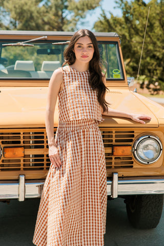 Crop Top in Field Check - The South Apparel