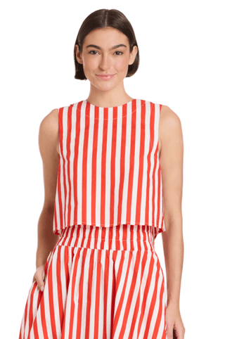 Crop Top in Red Stripes - The South Apparel