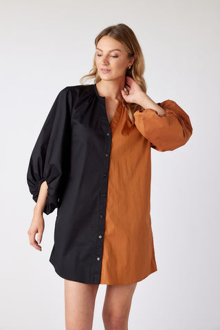 CROSBY Liv Dress in Panther Black & Inca Gold - The South Apparel