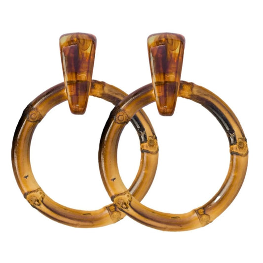 Dark Brown Bamboo Statement Drop Earrings - The South Apparel