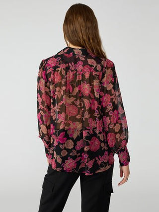Dazzling Volume Blouse in Cranberry Bloom - The South Apparel