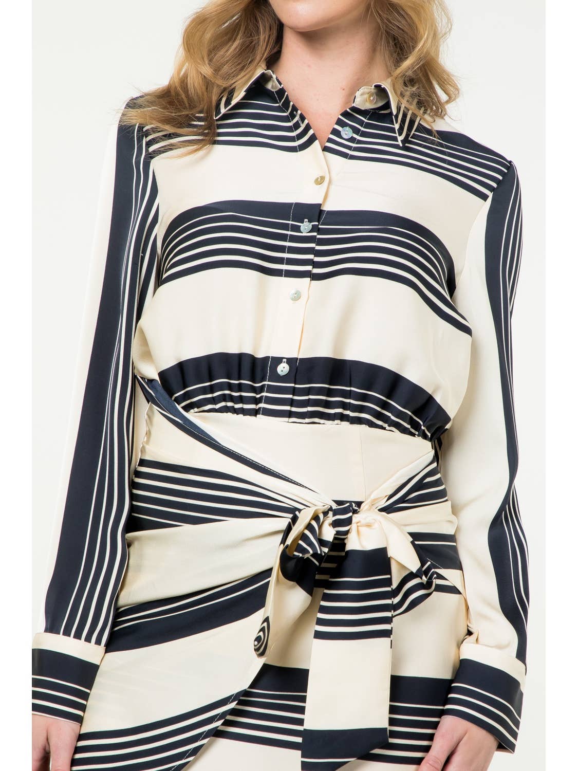 Colleen Striped Mini Wrap Dress