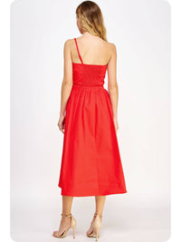 Flowers Midi Dress in Bright Red