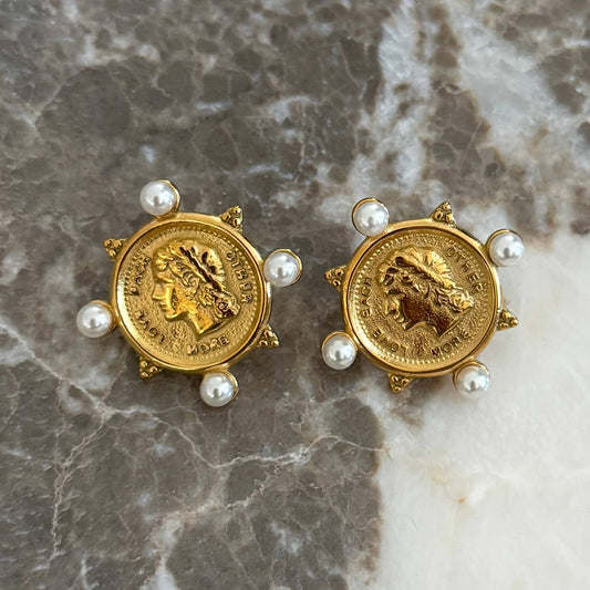 Pearl Coin Earrings