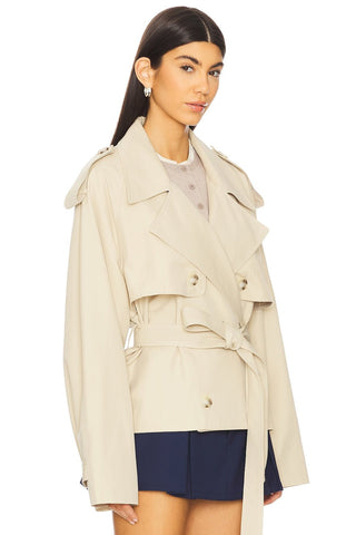 Eleanor Cropped Trench Jacket, Khaki - The South Apparel