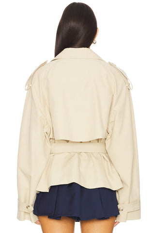 Eleanor Cropped Trench Jacket, Khaki - The South Apparel