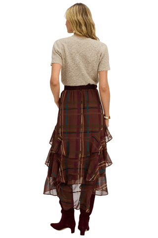 Ella Midi Skirt, Brown Plaid - The South Apparel