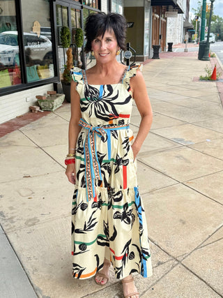Elsie Dress in Striped Florals - The South Apparel