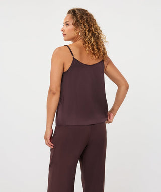 Esqualo Camisole Lace Satin in Cacao - The South Apparel