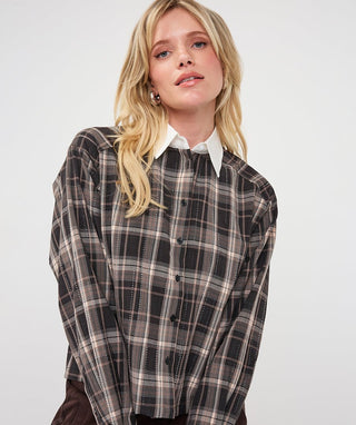 Esqualo Check Strass Blouse, Multi - The South Apparel