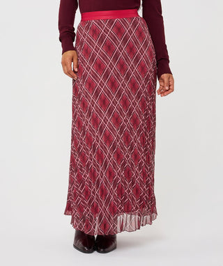 Esqualo Plissé Skirt, Autumn Check Print - The South Apparel