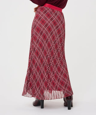 Esqualo Plissé Skirt, Autumn Check Print - The South Apparel