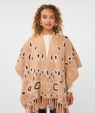 Esqualo Poncho in Sand/ One Size - The South Apparel