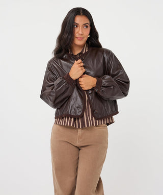 Esqualo Short Crinkle Jacket in Cacao - The South Apparel