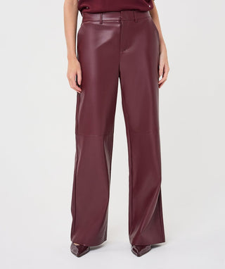 Esqualo Women's Wide-Leg Faux Leather Pants, Merlot - The South Apparel