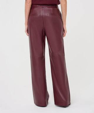 Esqualo Women's Wide-Leg Faux Leather Pants, Merlot - The South Apparel