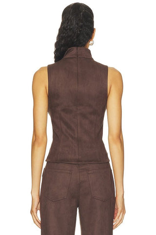 Etienne Faux Suede Top, Brown - The South Apparel