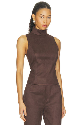 Etienne Faux Suede Top, Brown - The South Apparel