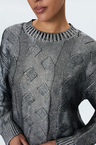 Everly Cable Sweater in Gilded Midnight - The South Apparel