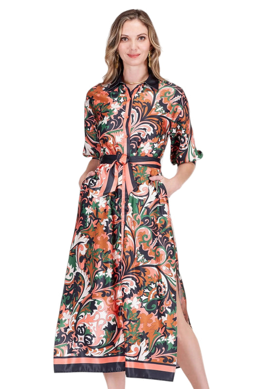 Autumn Scroll Maxi Dress