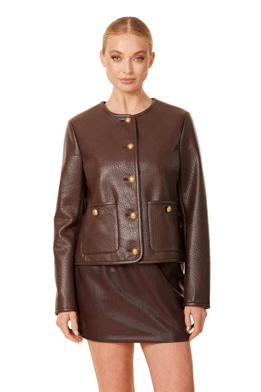 Faux Leather Elasticized Waist Mini - The South Apparel