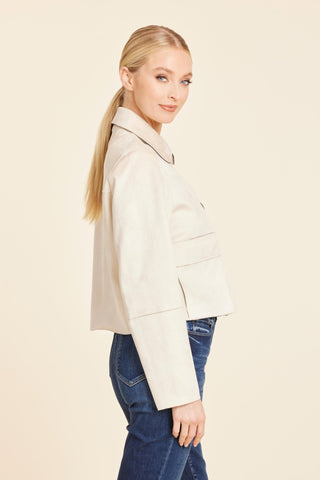 Faux Suede Two Pocket Jacket, Beige - The South Apparel