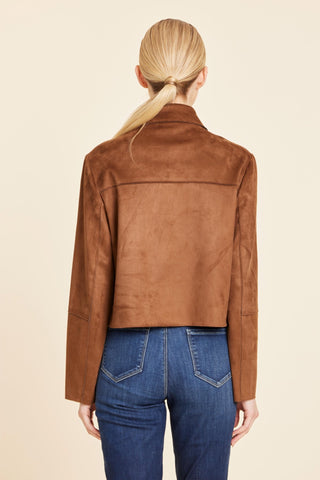 Faux Suede Two Pocket Jacket, Brown - The South Apparel