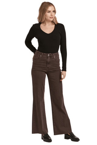 Fiona Wide Leg jean in Mocha - The South Apparel