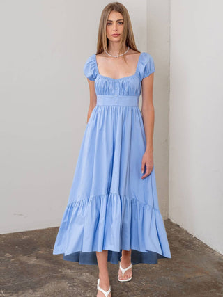 Frances Midi Dress in Light Blue - The South Apparel