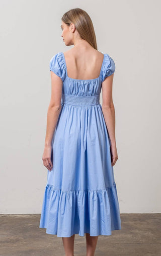 Frances Midi Dress in Light Blue - The South Apparel