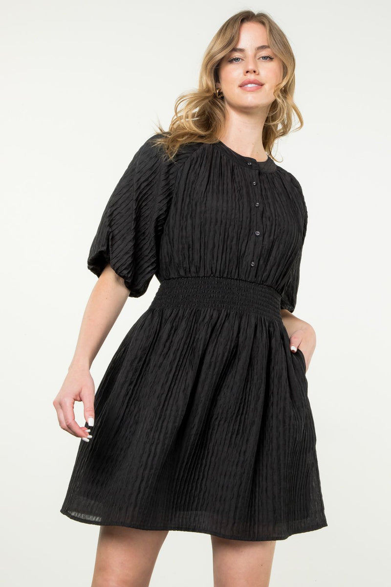 Button Down Dress-Black