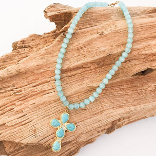 Gemstone Cross on Gemstone Necklace - The South Apparel