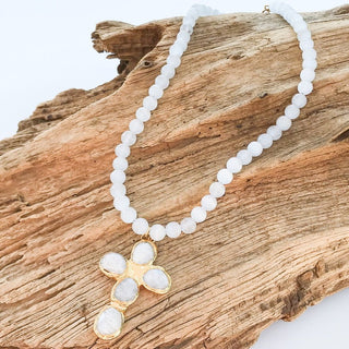 Gemstone Cross on Gemstone Necklace - The South Apparel