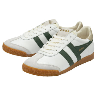 GOLA Elan Leather Sneakers in White/Evergreen/Bone - The South Apparel