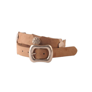 Gold Circle Leather and Link Belt, Tan - The South Apparel