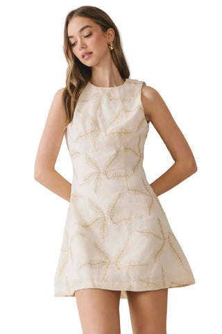 Golden Fern Embroidered Mini Dress - The South Apparel