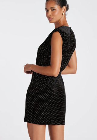 Hayden Velvet Dress in Gold Stud - The South Apparel