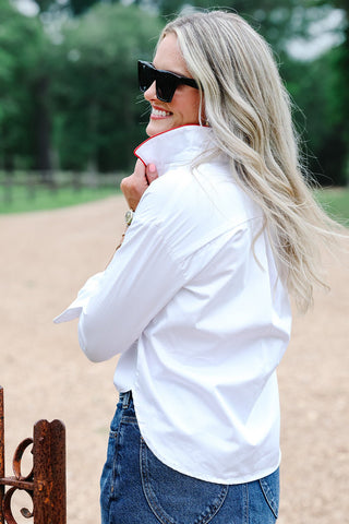 Heidi Houston The Piper Long Sleeve Contrast, Red - The South Apparel