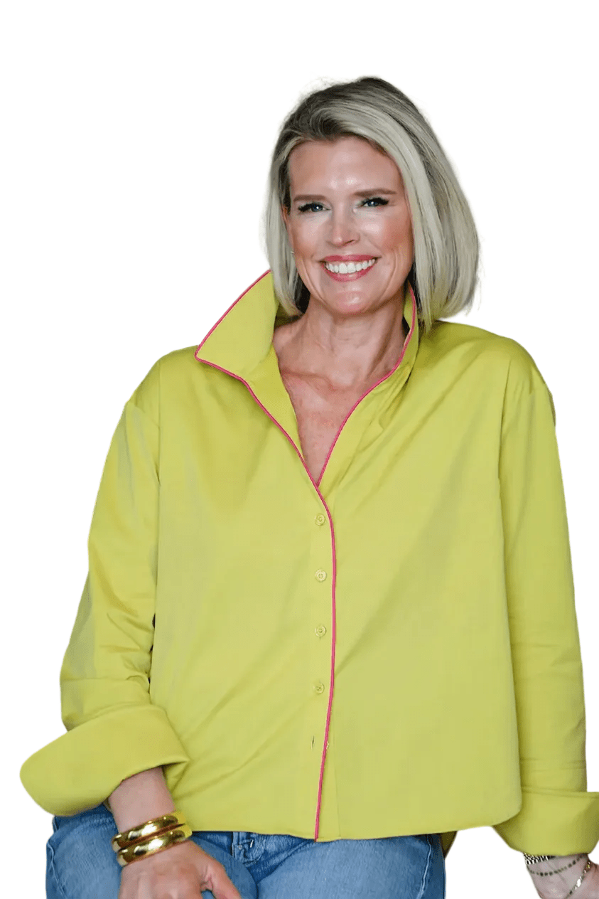 Heidi Houston The Piper Long Sleeve in Chartreuse/Hot Pink - The South Apparel