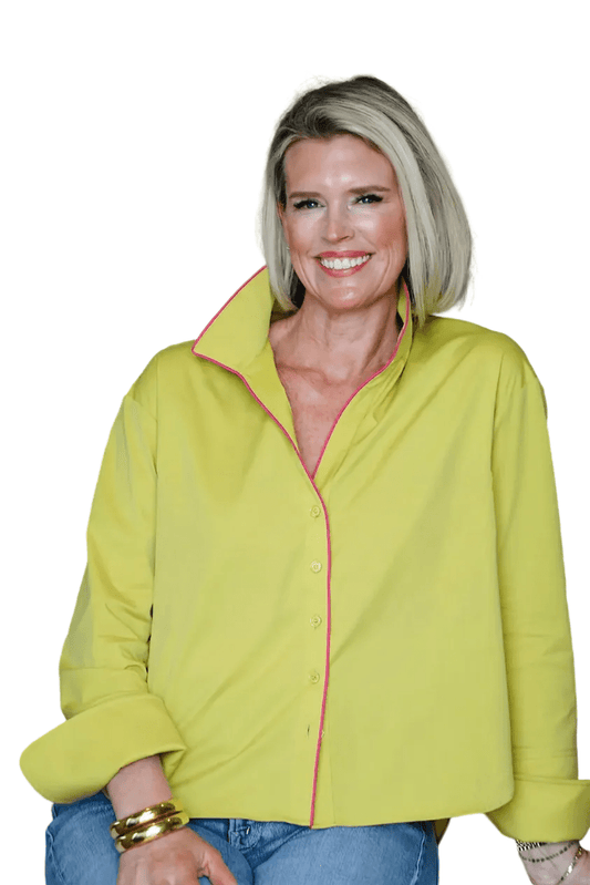 Heidi Houston The Piper Long Sleeve in Chartreuse/Hot Pink - The South Apparel