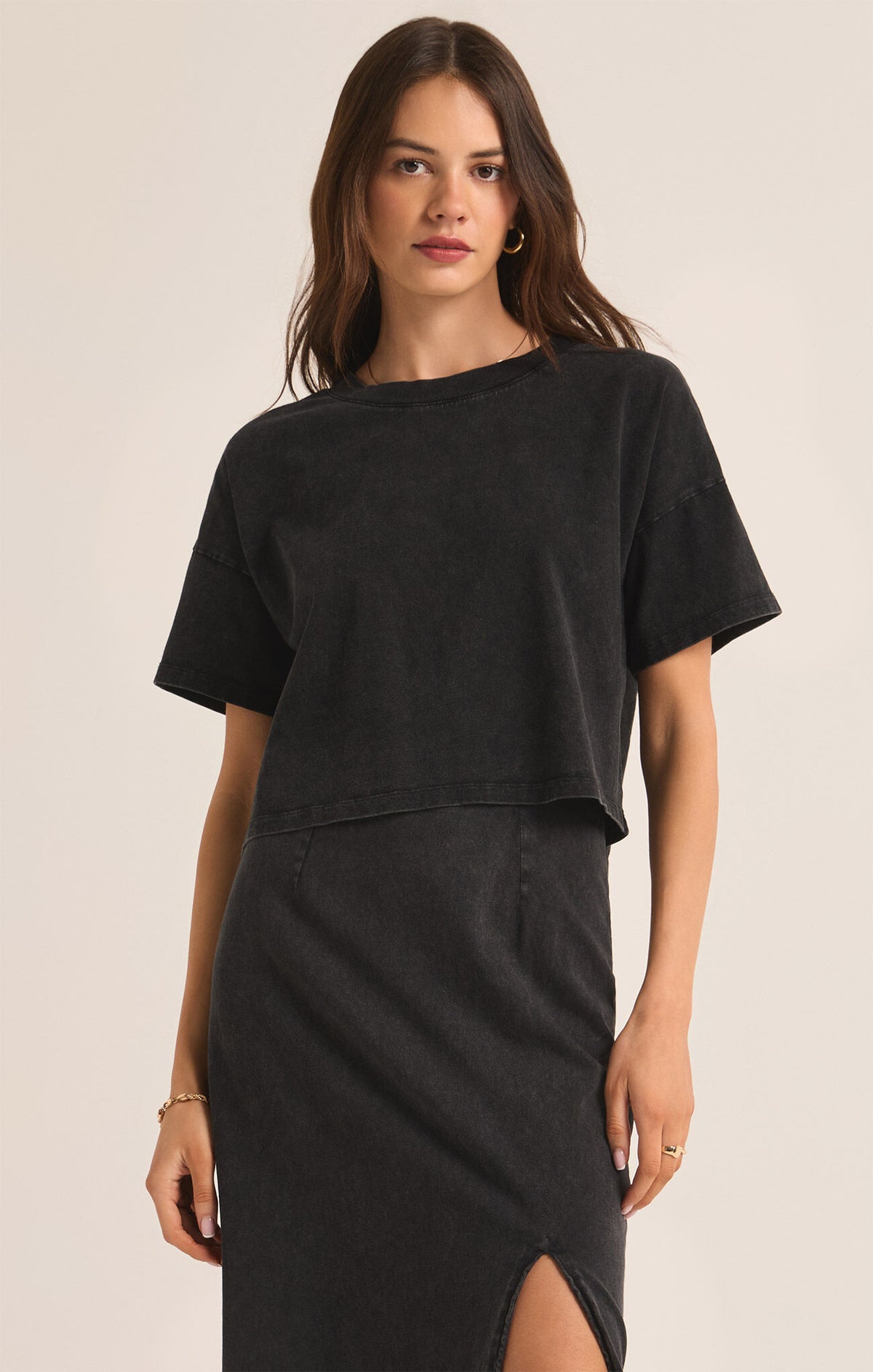 Sway Cropped Tee in Black