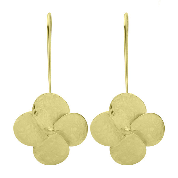 Sheila Fajl Flower Drop Earrings in Brushed Gold