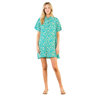 Island Breeze Damask Shirt Dress - The South Apparel