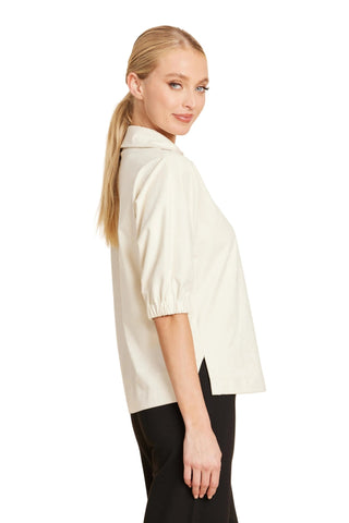 Johnny Collar Faux Suede Top - The South Apparel