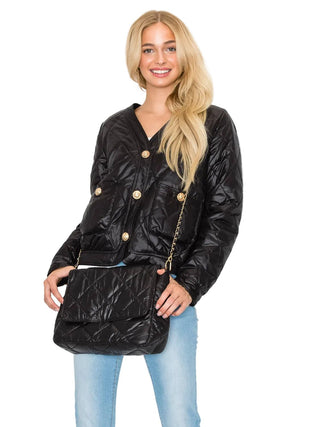 Johya Puffer Jacket + Bag Set, Black - The South Apparel