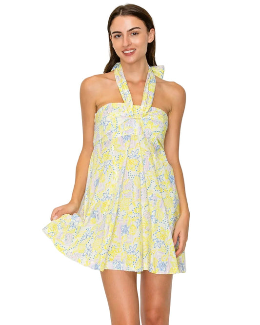 Lemon Breeze Halter Dress - The South Apparel