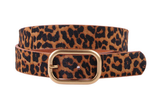 Leopard Print Belt with Rectangular Buckle - The South Apparel
